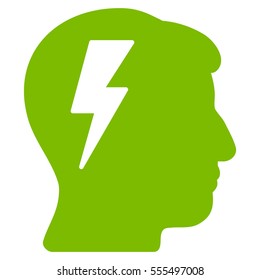 Brainstorming vector pictogram. Style is flat graphic symbol, eco green color, white background.