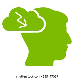 Brainstorming vector pictogram. Style is flat graphic symbol, eco green color, white background.