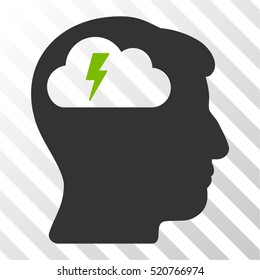 Brainstorming vector pictograph. Illustration style is flat iconic bicolor eco green and gray symbol on a hatch transparent background.