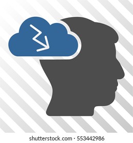 Brainstorming vector pictograph. Illustration style is flat iconic bicolor cobalt and gray symbol on a hatch transparent background.