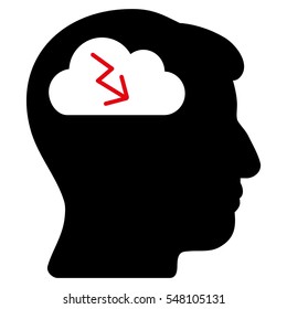 Brainstorming vector pictograph. Style is flat graphic bicolor symbol, intensive red and black colors, white background.
