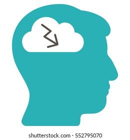 Brainstorming vector pictograph. Style is flat graphic bicolor symbol, grey and cyan colors, white background.
