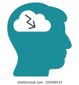 Brainstorming vector pictograph. Style is flat graphic bicolor symbol, soft blue colors, white background.