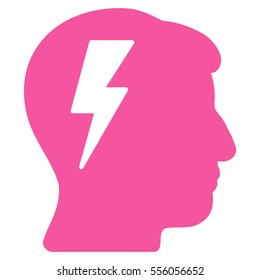 Brainstorming vector pictograph. Style is flat graphic symbol, pink color, white background.