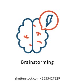 Brainstorming Vector Two Colors Outline Icon. Eps file 10
