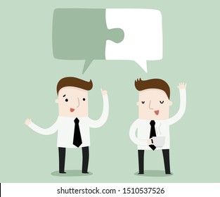 Brainstorming while drinking coffee ,vector and illustration business cartoon