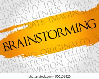 Brainstorming word cloud collage, creative business concept background