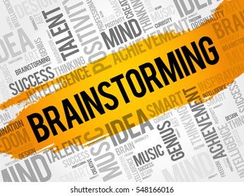Brainstorming word cloud collage, creative business concept background