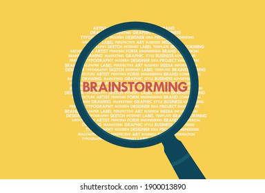 BRAINSTORMING Wortwolke mit Vergrößerung