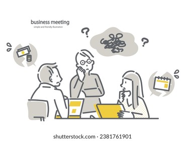 brainstorming, workers, simple line illustration
