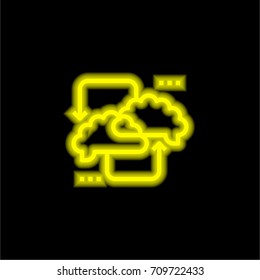 Brainstorming yellow glowing neon ui ux icon. Glowing sign logo vector