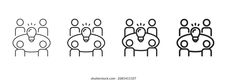 Brainstormingicon Set Different Line Style Collection