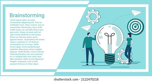 Brainstorming.Startup and development of new projects.The concept of launching a new business.An illustration in the style of a green landing page.