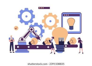 brainstroming, colaboración para encontrar una nueva idea diseño vectorial de ilustración de estilo plano