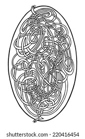 Brain-teaser oval shape vector labyrinth