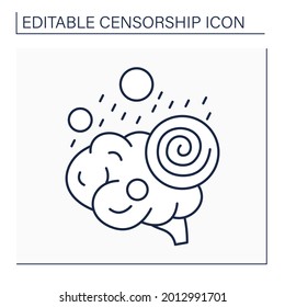 Brainwash line icon. Pressure for adopting radically different beliefs.Forcible means for changing ideas, meaning and wishes. Censorship concept. Isolated vector illustration. Editable stroke