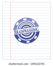 Brainwashing pen strokes emblem. Blue ink. Vector Illustration. Detailed.