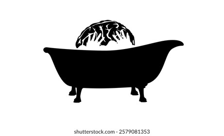 Brainwashing symbol, black isolated silhouette