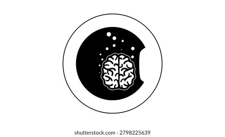 Brainwashing symbol, black isolated vector silhouette