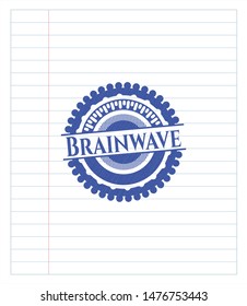 Brainwave blue ink pen emblem. Vector Illustration. Detailed.