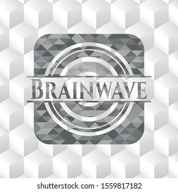 Brainwave grey badge with geometric cube white background