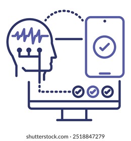 Brainwave Interaction. Illustration of technology using brain signals for controlling devices and applications.