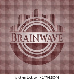 Brainwave red polygonal badge. Seamless.