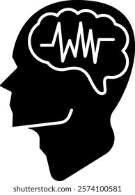 Brainwaves Icon - Black Filled Style - Neuroscience Theme