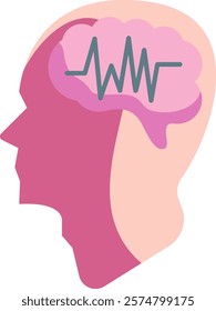 Brainwaves Icon - Flat Color Style - Neuroscience Theme