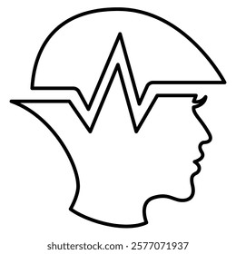 Brainwaves Icon - Line Style - Brain Theme