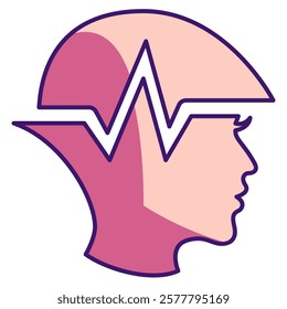 Brainwaves Icon - Lineal Color Style - Brain Theme