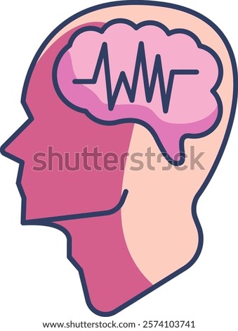 Brainwaves Icon - Lineal Color Style - Neuroscience Theme