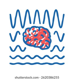 brainwaves neuroscience neurology doodle icon sketch vector. brainwaves neuroscience neurology sign. isolated symbol illustration