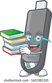Ein klüger, clever Cartoon-Charakter von Bashdisk, der mit einigen Büchern studiert