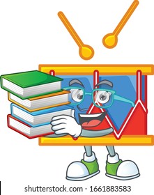 A brainy clever cartoon character of independence day drum studying with some books