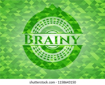 Brainy green mosaic emblem
