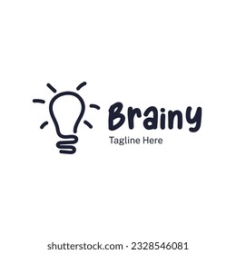 logotipo brillante con elemento de lámpara aislado en fondo blanco. logotipo dibujado a mano.