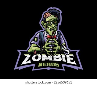Brainy Zombie Logo Mascot with Glasses. A Fun and Clever representation of intelligence