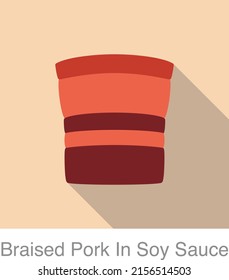 Braised Pork In Soy Sauce, Dongpo pork, Chinese food flat icon