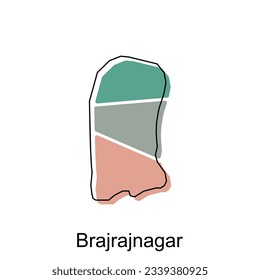 Brajrajnagar map illustration design, vector template with outline graphic sketch style isolated on white background