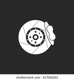 Brake disc with caliper  sign simple icon on  background