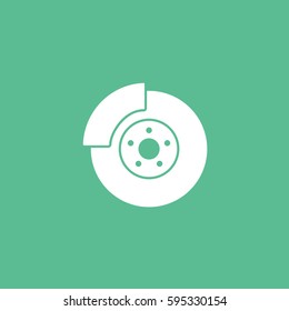 Brake Disc Flat Icon On Green Background