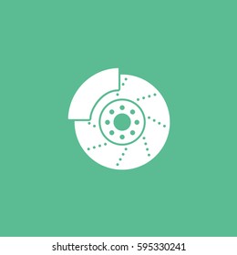 Brake Disc Flat Icon On Green Background