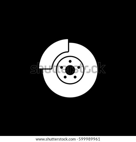 Brake Disc Flat Icon On Black Background