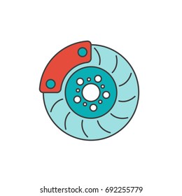Brake disc flat line icon
