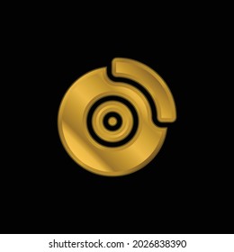 Brake Disc gold plated metalic icon or logo vector