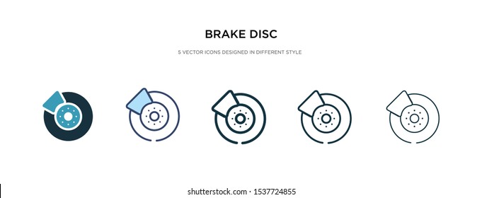 brake disc icon in different style vector illustration. two colored and black brake disc vector icons designed in filled, outline, line and stroke style can be used for web, mobile, ui