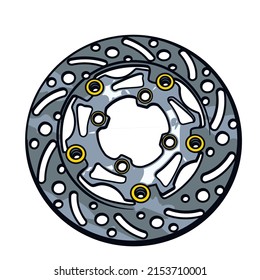 The brake disc illustrator image is suitable for the design of t-shirts, logos, icons, etc