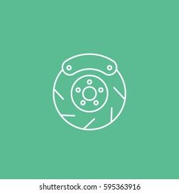 Brake Disc Line Icon On Green Background