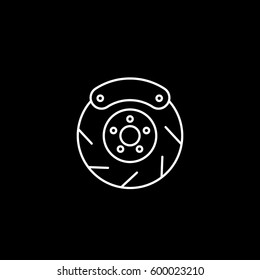 Brake Disc Line Icon On Black Background